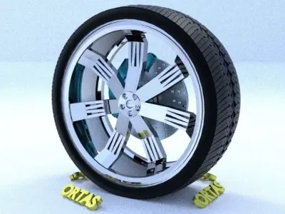 ORTAS CAR RIM 8 GAME READY RIM TIRE AND DISC 3D model