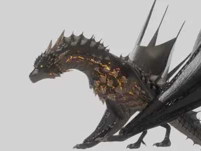Low Poly Wyvern Dragon Animated Model Low-poly 3D model