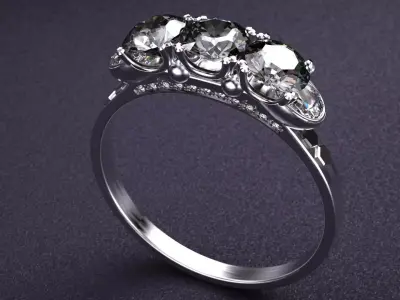 Diamond pear ring solitare rose gold fashion woman industrial 3D model