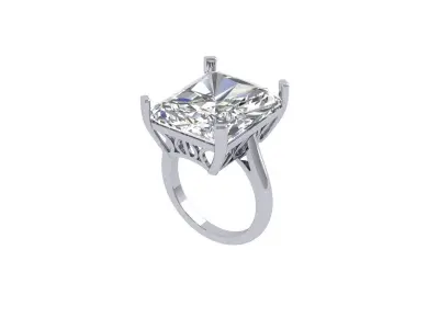 Emerald Solitaire Art Deco Ring 3D print model 2