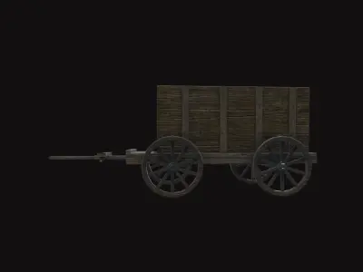 Medieval Carriage V02 Low-poly 3D model
