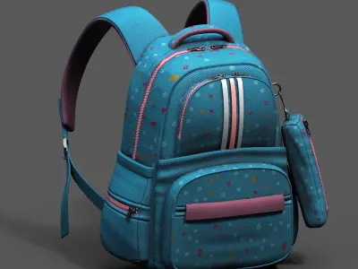Backpack for kid baggage bag luggage human  Low-poly 3D model
