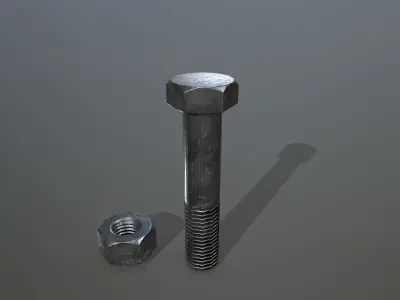 Bolts bolt and nut Low-poly 3D model 18