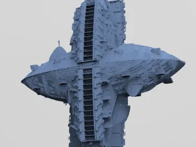 Art Deco Sci-Fi Disk Ship 12  3D model
