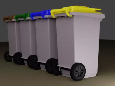 120 liter recycling bins 3D model