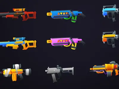 Low Poly Weapons Pack - 3D Game Kit Low-poly 3D model