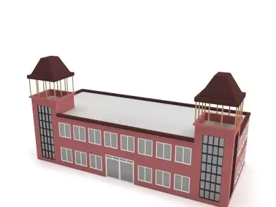 Low Poly Cartoon Museum Low-poly 3D model