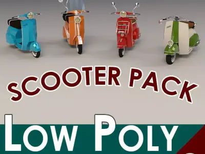 Low Poly Cartoon Scooter Pack