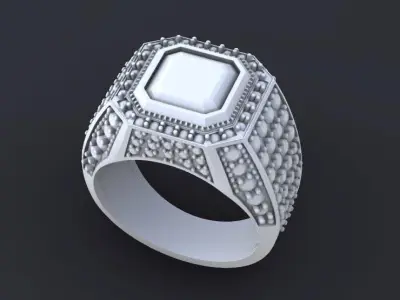 Massive mens Ring with gems for cnc or 3D print model