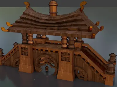 Japanese Architecture 3D model Low-poly 3D model
