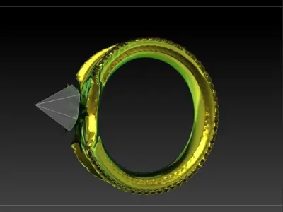Golden diamond ring 3D model