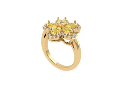 Solitaire Engagement Art Deco Ring 3D print model 57