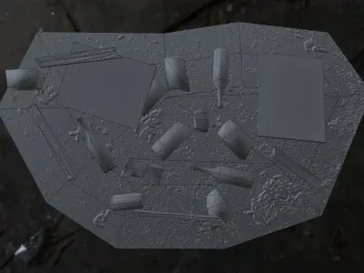 Garbage pile of papers on rock Low-poly 3D model