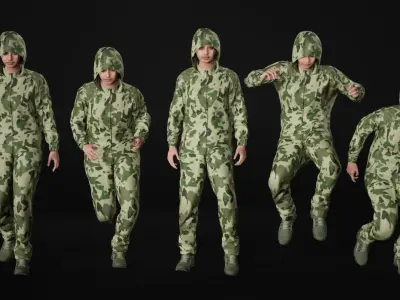 Woman - Military Uniform 3 - Modular - Rigged Low-poly 3D model