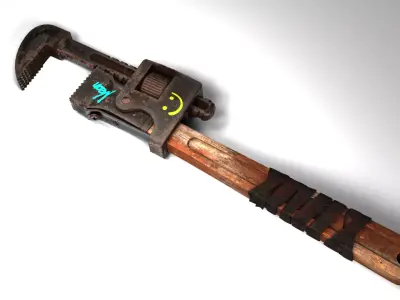 Pipe Wrench Low-poly 3D model