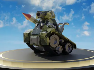 Low Poly Tank With Missile Low-poly 3D model