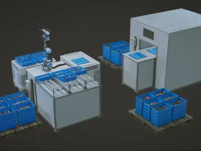 Industrial Packing Machine Collection Low-poly 3D model