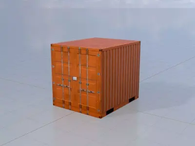 Shipping Container signal orange 10ft Low-poly 3D model