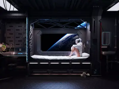 Sci Fi Bedroom - Blender - FBX - USD Free 3D model