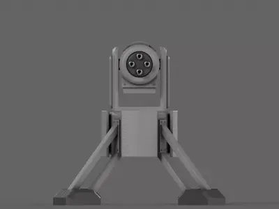 PBR Turret Gun 04 Grey Low-poly 3D model