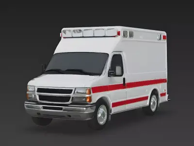 Realistic Emergency Ambulance 3D Model Low-poly 3D model