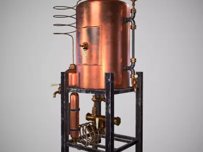 Vintage distillation machine Free low-poly 3D model
