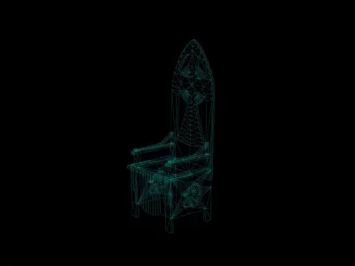 Medieval Chair Low Poly Game Ready Low-poly 3D model