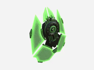 SciFi Shield A03 Black Green - Sci Fi Weapon Design Low-poly 3D model