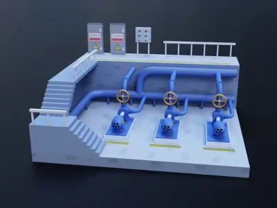 Industrial platform Low-poly 3D model