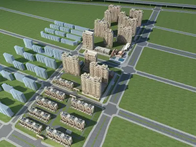 Architecture residential complex 3D model