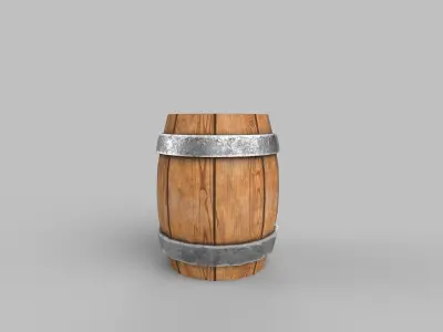 Barrel wooden Low-poly 3D model 7