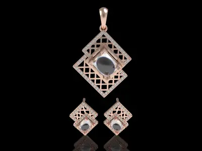 Diamond Pendant Set 02 3D print model
