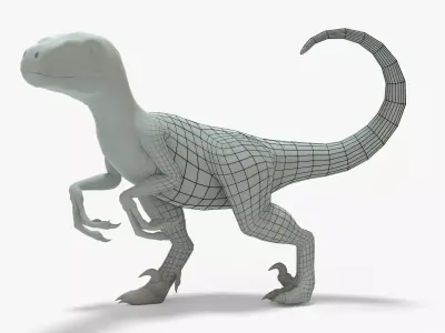 Velociraptor Rigged Basemesh Low-poly 3D model