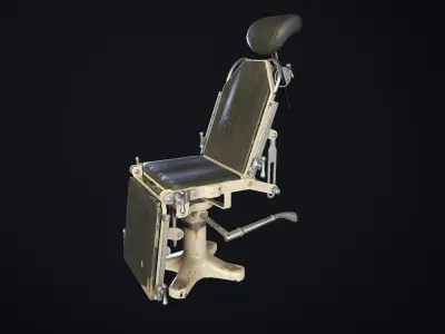 Antique Medical Chair 3D model Low-poly Low-poly 3D model