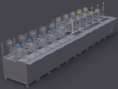 Flat shell automatic labeling production line 3D model