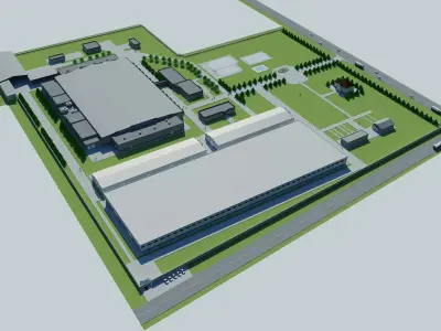 Factory Building 3D model low poly 3D model