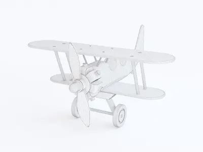Wooden toy biplane 04 3D model