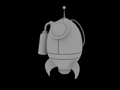 Rocket Cartoon Spaceship Low Poly 3D model