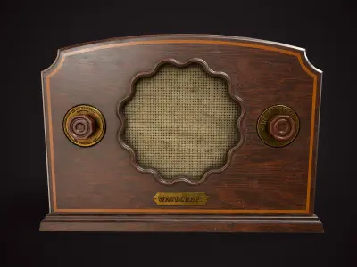 Vintage tabletop radio Low-poly 3D model