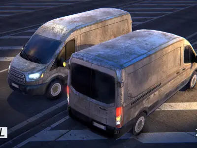Gridlock - Van Commercial - PBR Game ready courier vehicle Low-poly 3D model