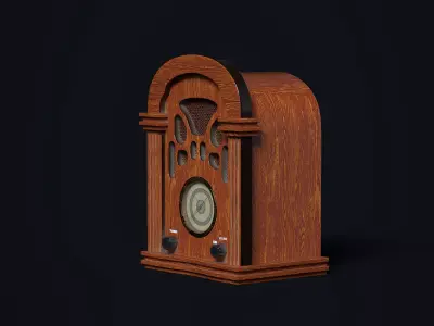 A Vintage Wooden Radio 50s 3D model