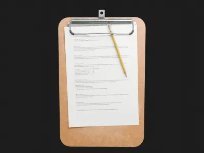 Clipboard and Pencil 4K Low-poly 3D model