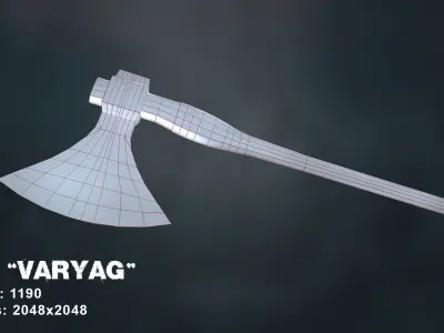 Viking axe - Varyag Low-poly 3D model