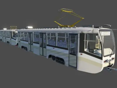 KTM-19 Tram Low-poly 3D model