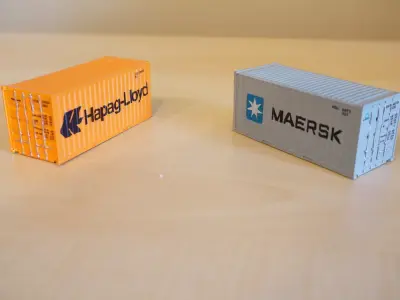 Pre supported H0 1 87 scale 20ft container 3D print model