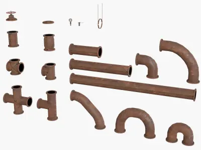 Rusted Pipes Low-poly 3D model