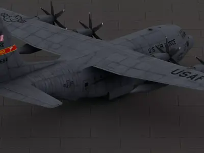 Lockheed C-130J with interior Fully-Rigged and Animated  Low-poly 3D model