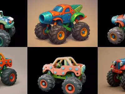 Monster Truck bundle 12 pack 100 glb 3D model