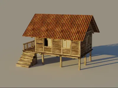 The Wooden House Free low-poly 3D model
