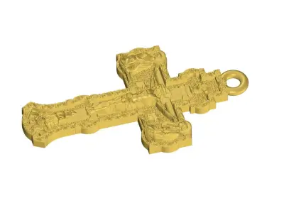 Jesus Christ Cross Engraved Antique Pendant Design  3D print model